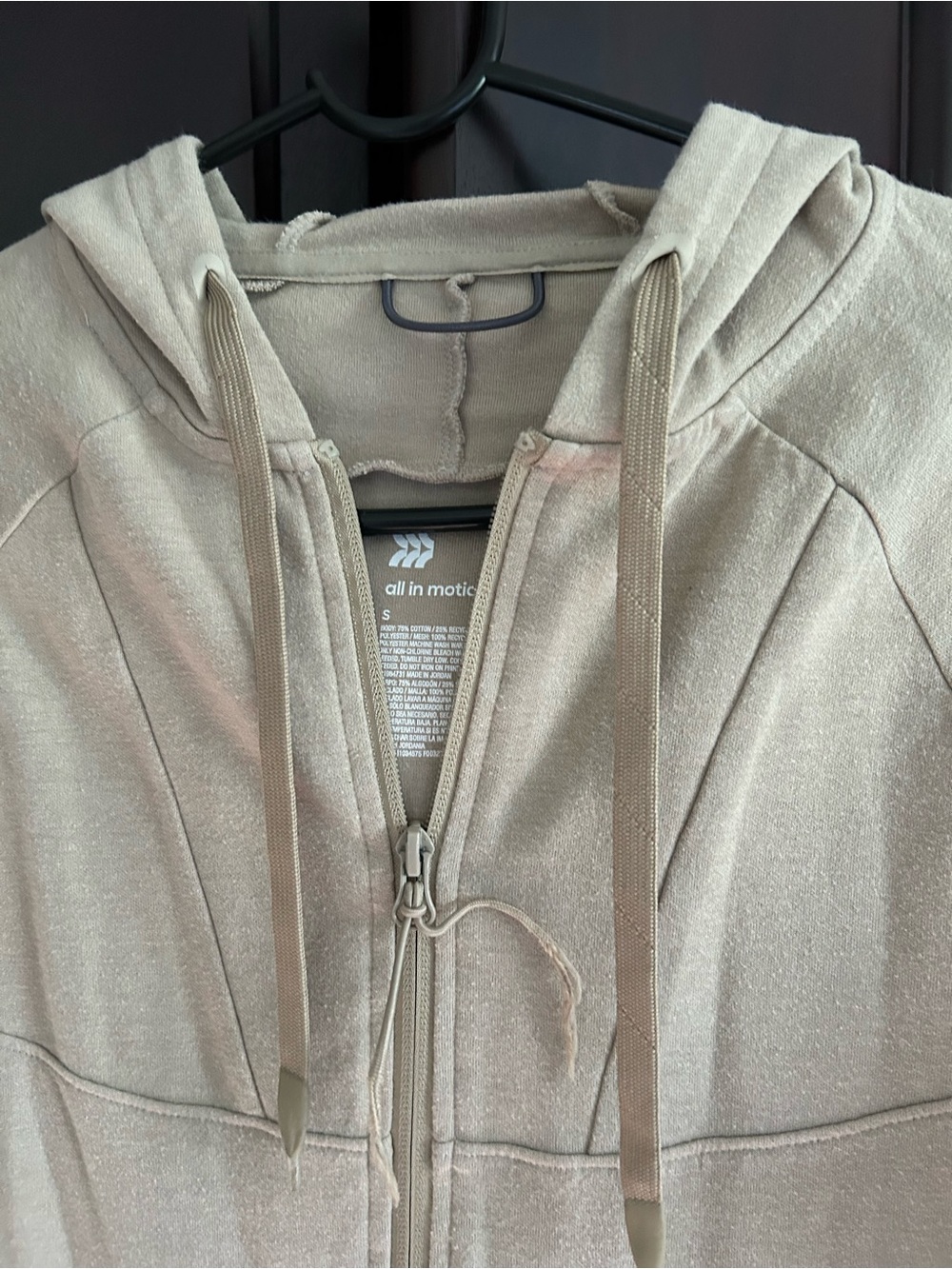 Men’s size small All in Motion Taupe Zip Hoodie (fits teen boy)